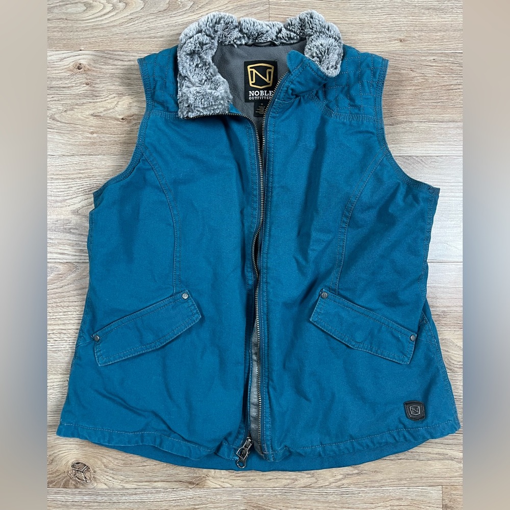 Noble Outfitters Blue Vest with Faux Fur Collar